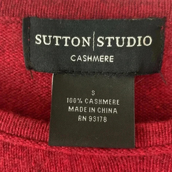 Sutton studio red cashmere sweater with fringed edges tunic length size small - Picture 2 of 8